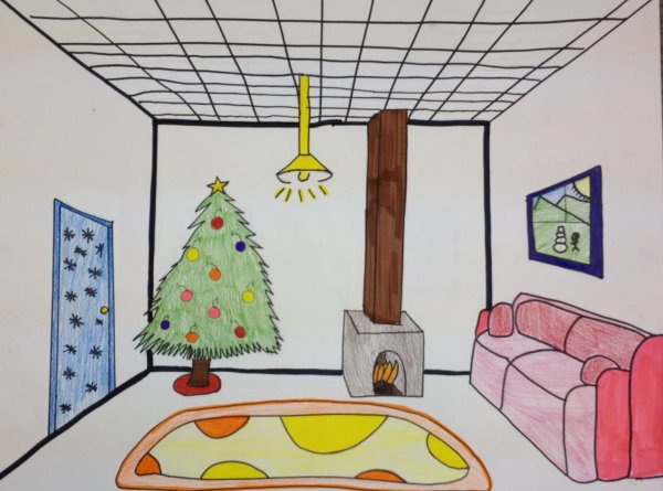 Новогодняя комната для срисовки
