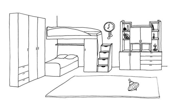 Детская комната раскраска