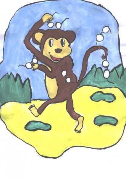 Обезьяна и очки рисунок для детей