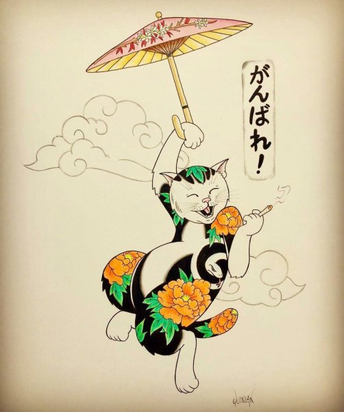 Пейзаж в японском стиле на белом фоне