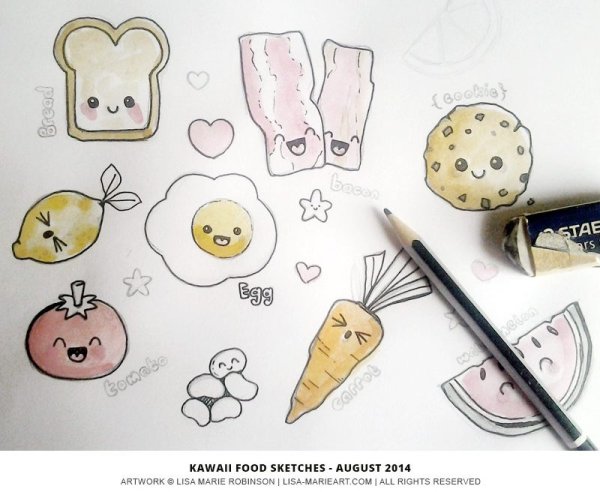 Кавайные рисунки для скетчбука