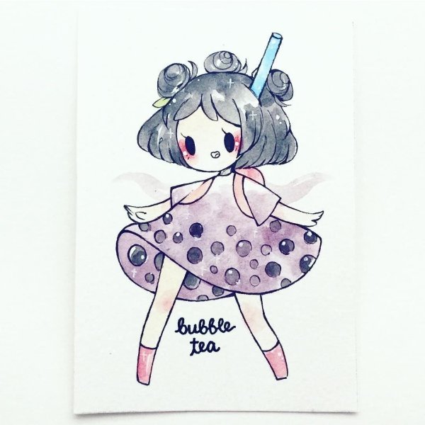 Милые Акварельные рисунки кавай