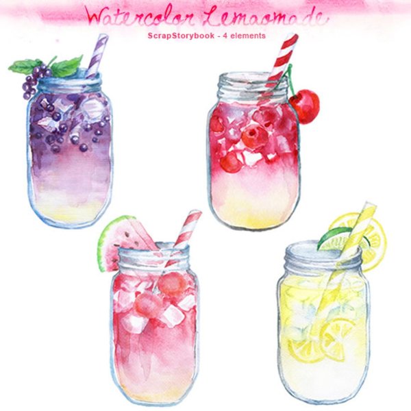 Скетчи акварелью напитки