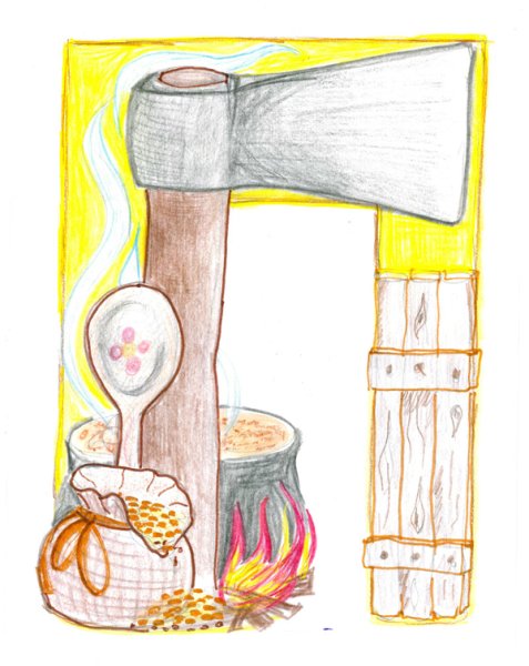 Иллюстрация к сказке каша из топора