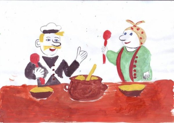 Иллюстрация к сказке каша из топора 5 класс