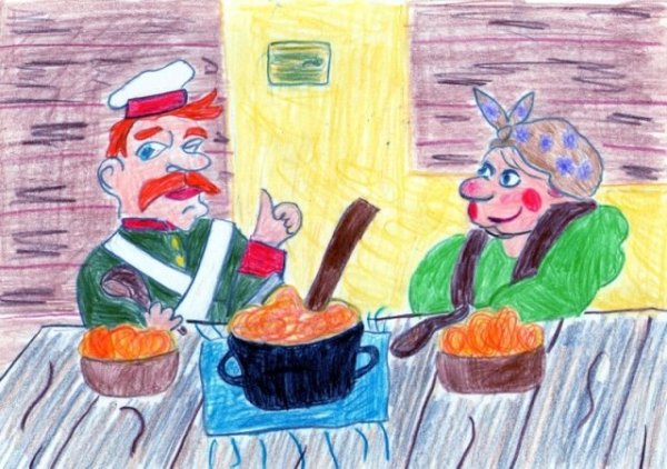 Разукрашка к сказки каша из топора