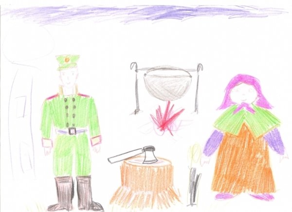 Раскраска к сказке каша из топора