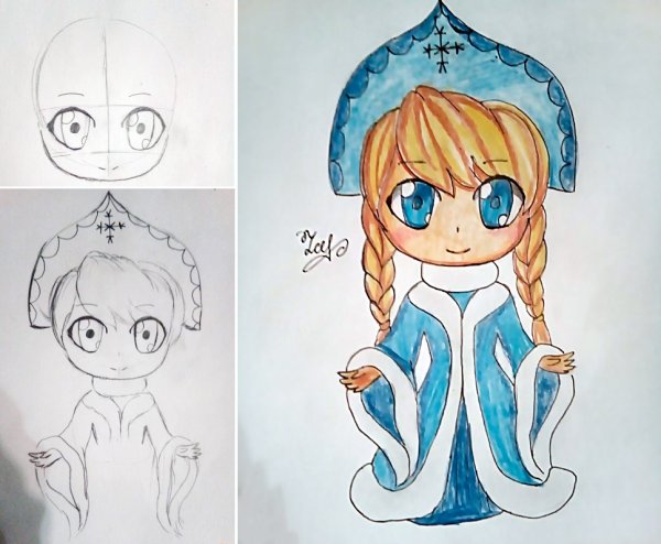 Рисунок Снегурочки для срисовки