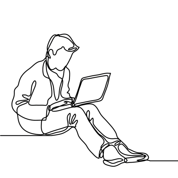 Человек за компьютером рисунок