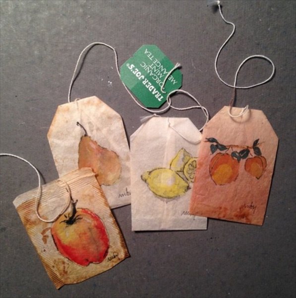 Рисование на чайных пакетиках лёгкие