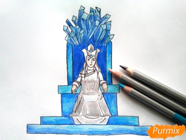 Рисование карандашами Снежная Королева