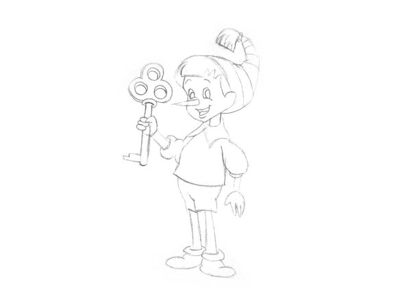 Поэтапное рисование Буратино для детей