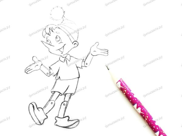 Буратино рисунок для срисовки