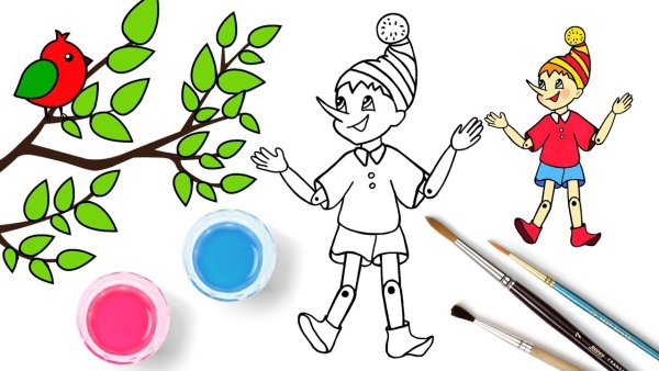 Рисунок Буратино для детей 2 класса