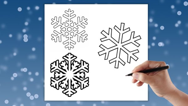 Этапы рисования снежинки