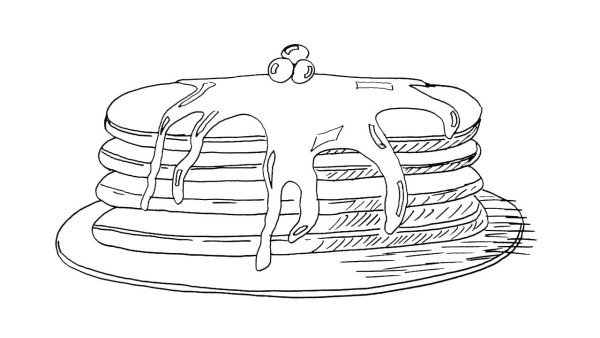 Раскраска блины на тарелке