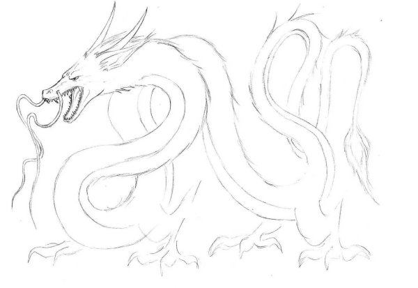 Китайский дракон карандашом