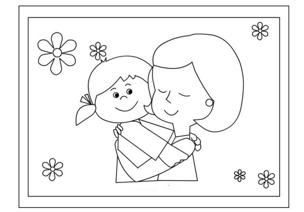 Мама и дитя раскраска