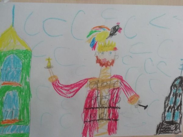 Рисунок о золотом петушке легко