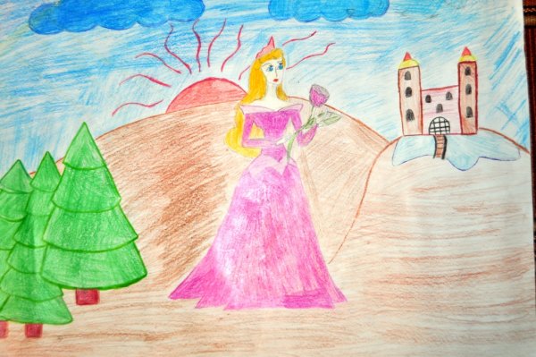 Детский рисунок к спящей красавице