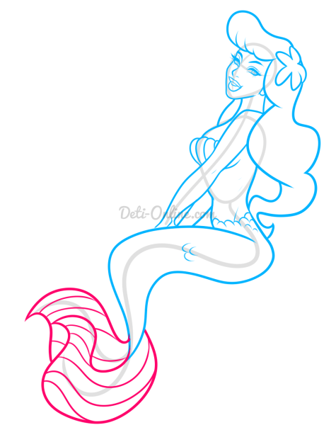 Русалки карандашом сидя