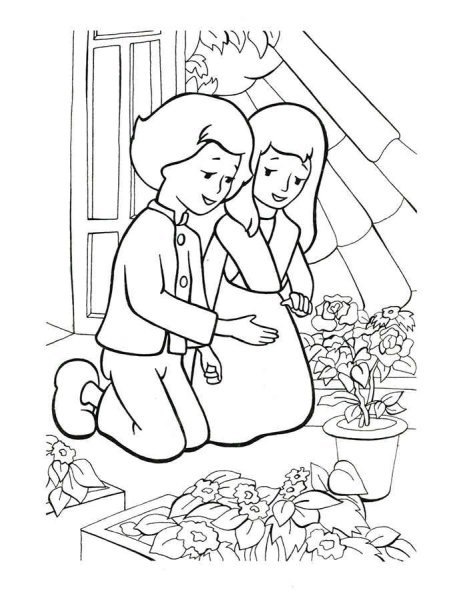 Герда и Кай Снежная Королева raskraska