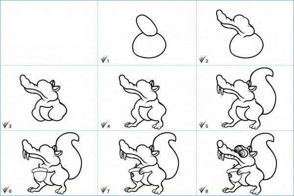 Поэтапное рисование белочки