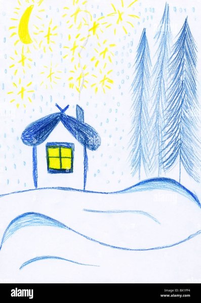 Зимнее утро рисунок детский