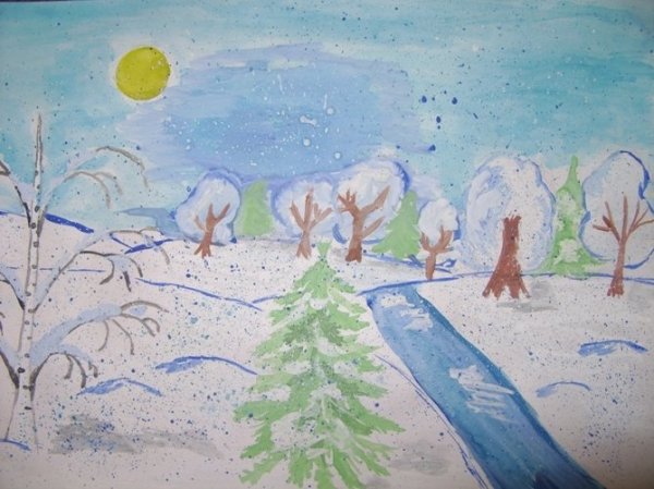 Зимний день рисунок