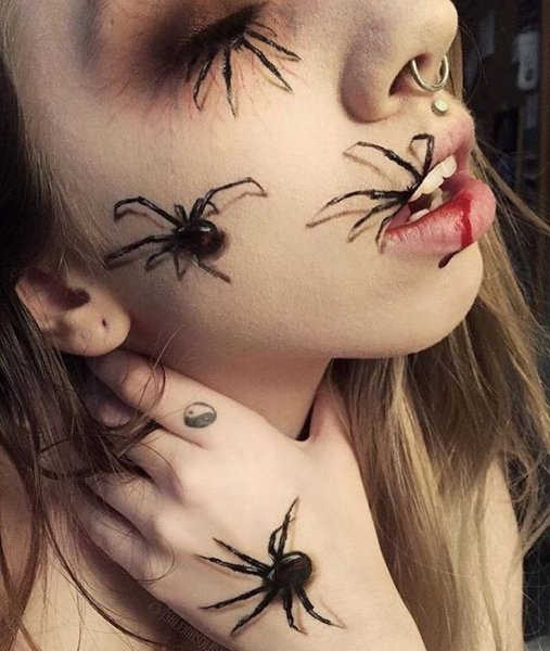 Аквагрим паутина на лице