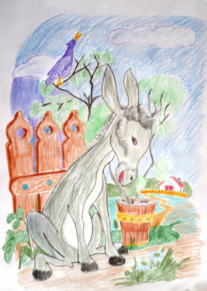 Рисунок к басне осел и Соловей