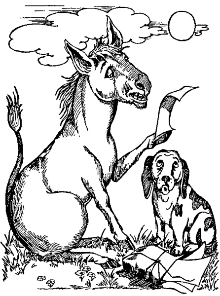 Раскраска басни Крылова осел и Соловей