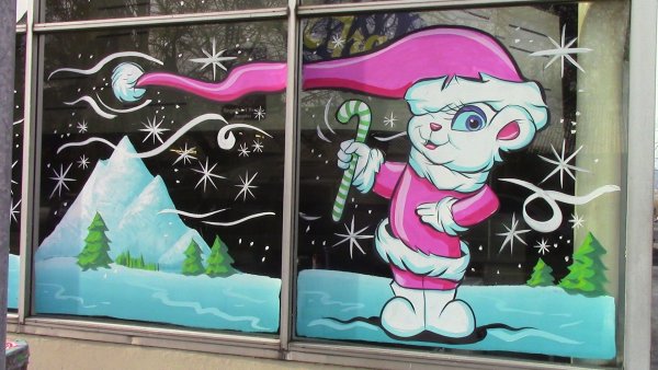 Новогодние рисунки на стекле