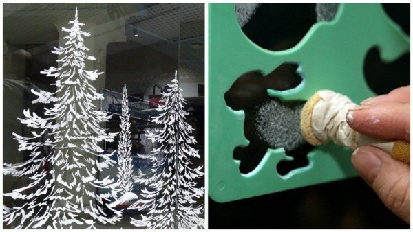 Новогодняя роспись окон