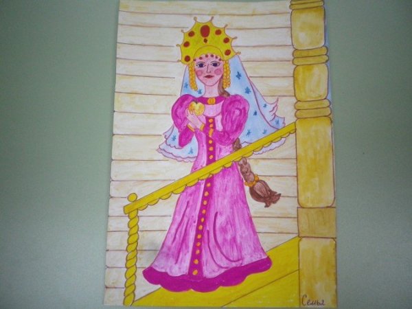 Рисунок царевны из сказки о мертвой царевне и семи богатырях