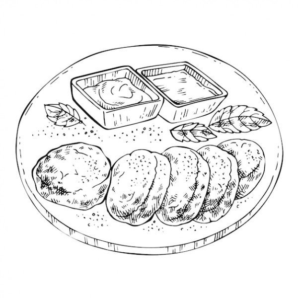 Тарелка с блинами трафарет