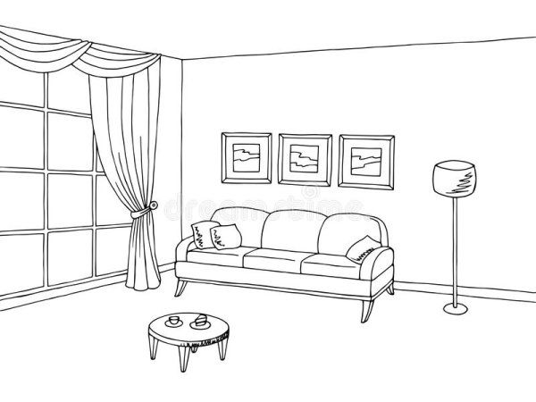 Макет комнаты черно белый