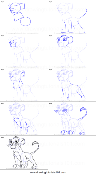 Симба Король Лев рисунок поэтапно