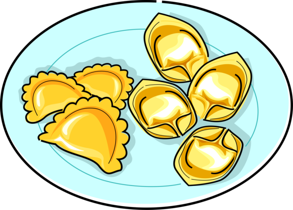 Равиоли в тарелке вектор