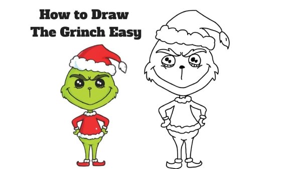 Новогодние рисунки карандашом Гринч