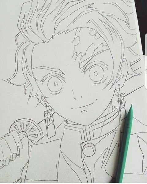 Танджиро карандашом для срисовки