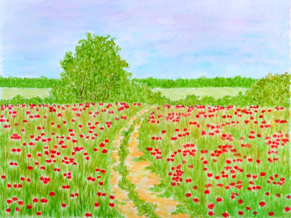 Рисунок Луга для детей