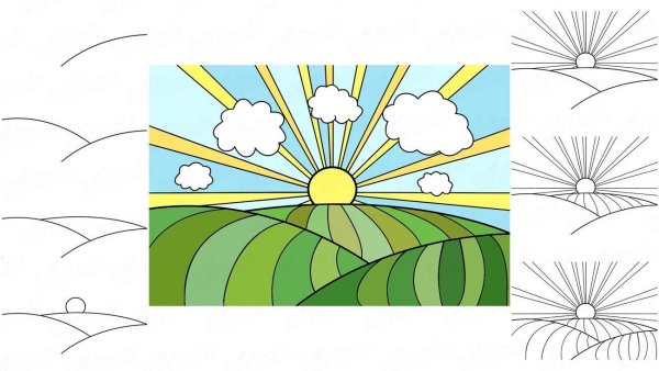 Поэтапное рисование летнего пейзажа