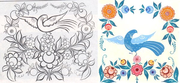 Жостовская роспись раскраска тарелка