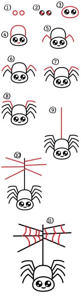 Паук рисунок легкий