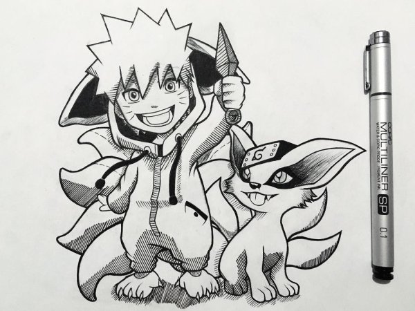 Скетчи аниме Наруто курама