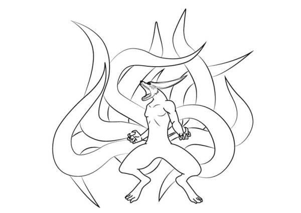 Раскраска Наруто девятихвостый Лис