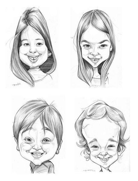 Карикатура девушки карандашом