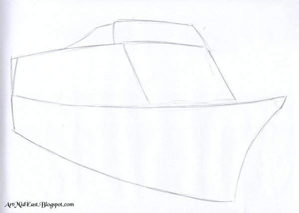 Катер рисовать поэтапно