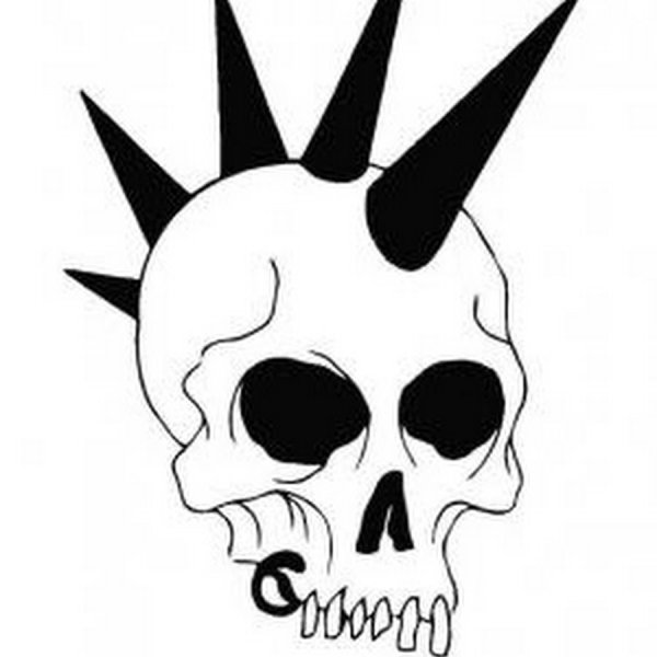 Череп панка тату эскиз